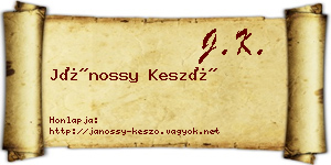 Jánossy Kesző névjegykártya